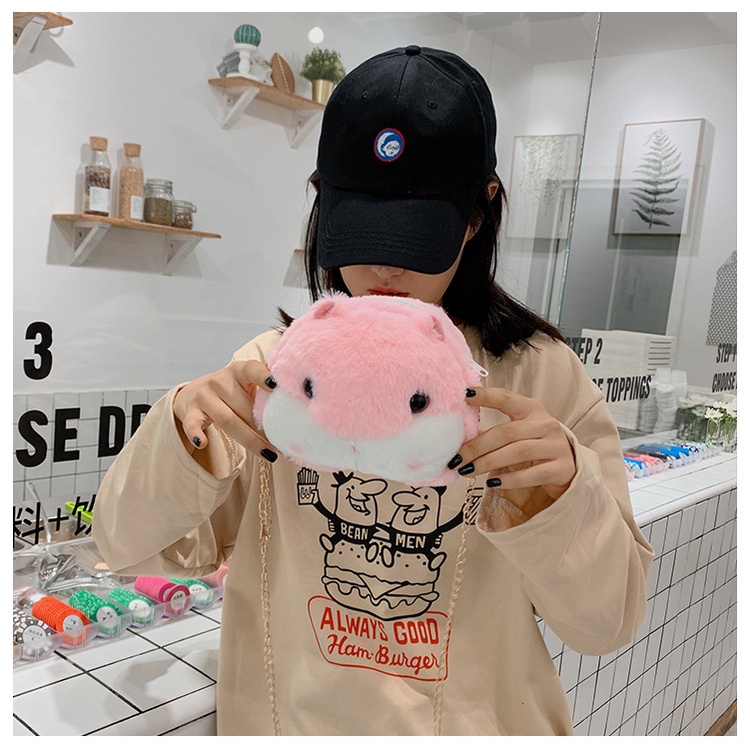 Túi Gấu Mặt Thú Hình Chuột Hamter Đáng Yêu, Túi Đeo Chéo Hình Hamster
