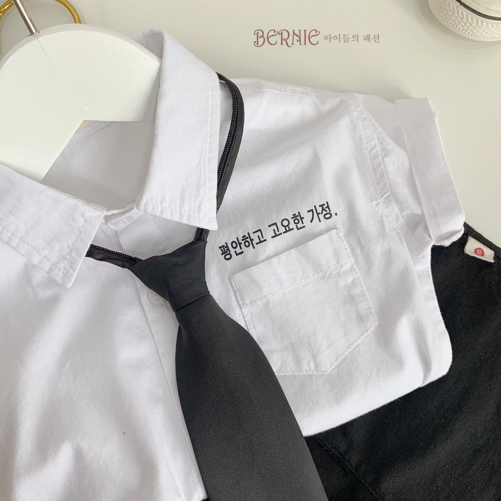 Bộ sơ mi trắng vải thô mềm mát, set sơ mi 3 hoạ tiết phong cách Hàn Quốc (tặng kèm cavat)