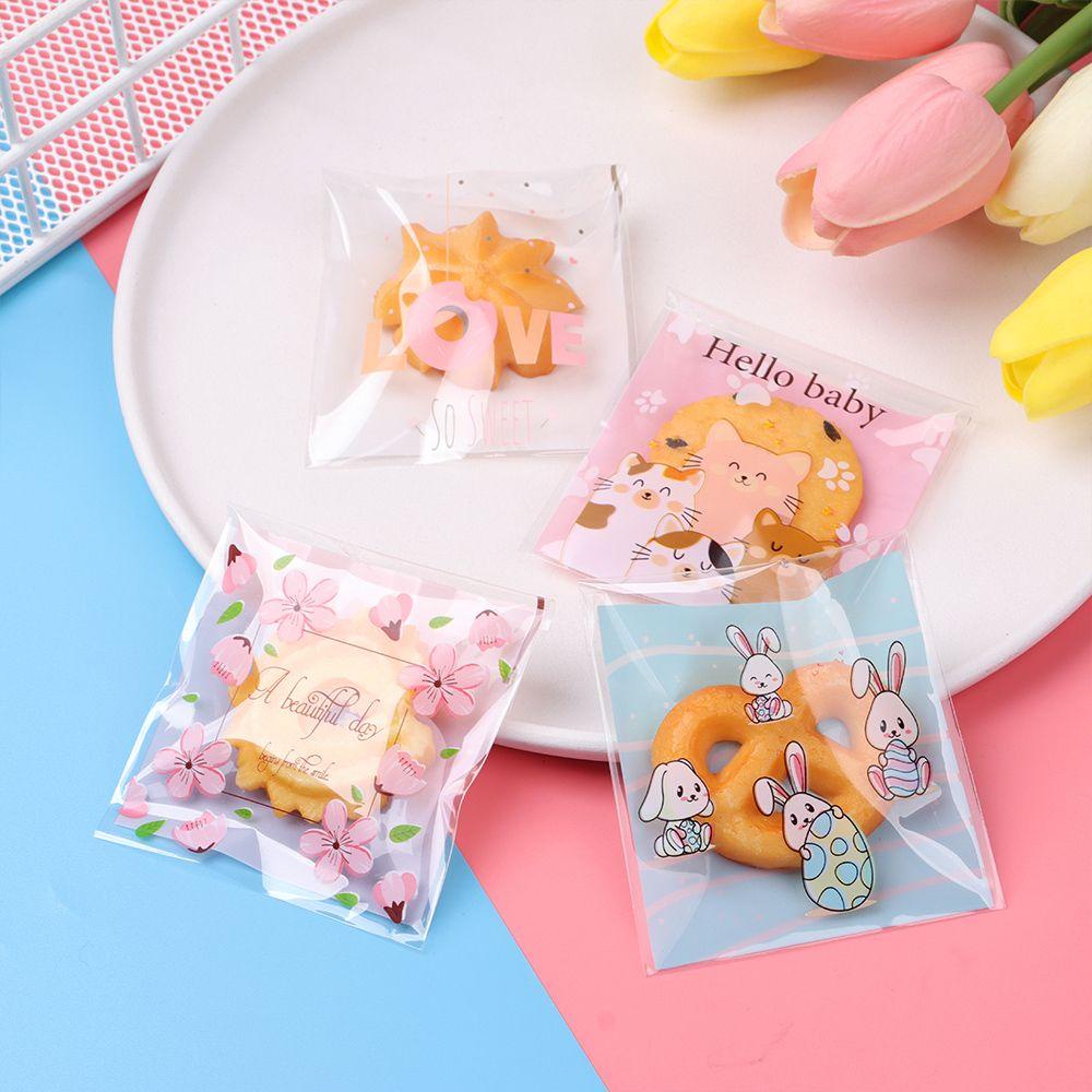 LEISURE Set 100 Túi Đựng Kẹo 7x7cm Thiết Kế Nơ Dễ Thương