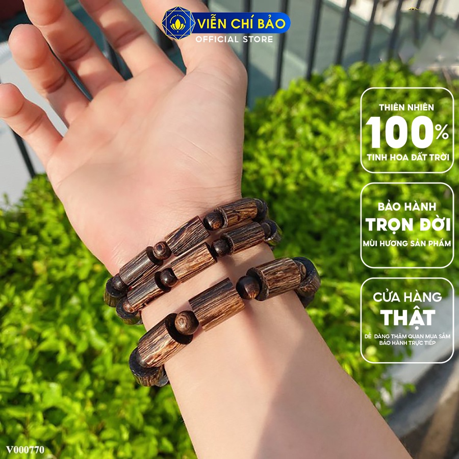Vòng tay phong thủy Trầm hương sánh chìm đốt trúc thời trang phụ kiện trang sức thương hiệu Viễn Chí Bảo V000749