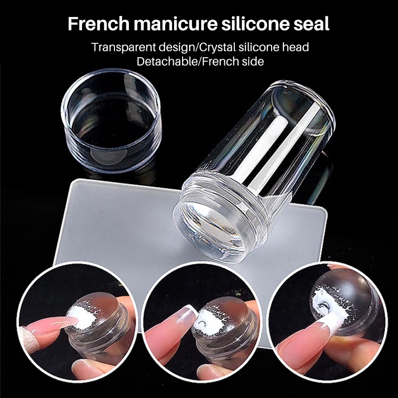 1 Bộ Dụng Cụ In Móng Tay Bằng Silicon Trong Suốt