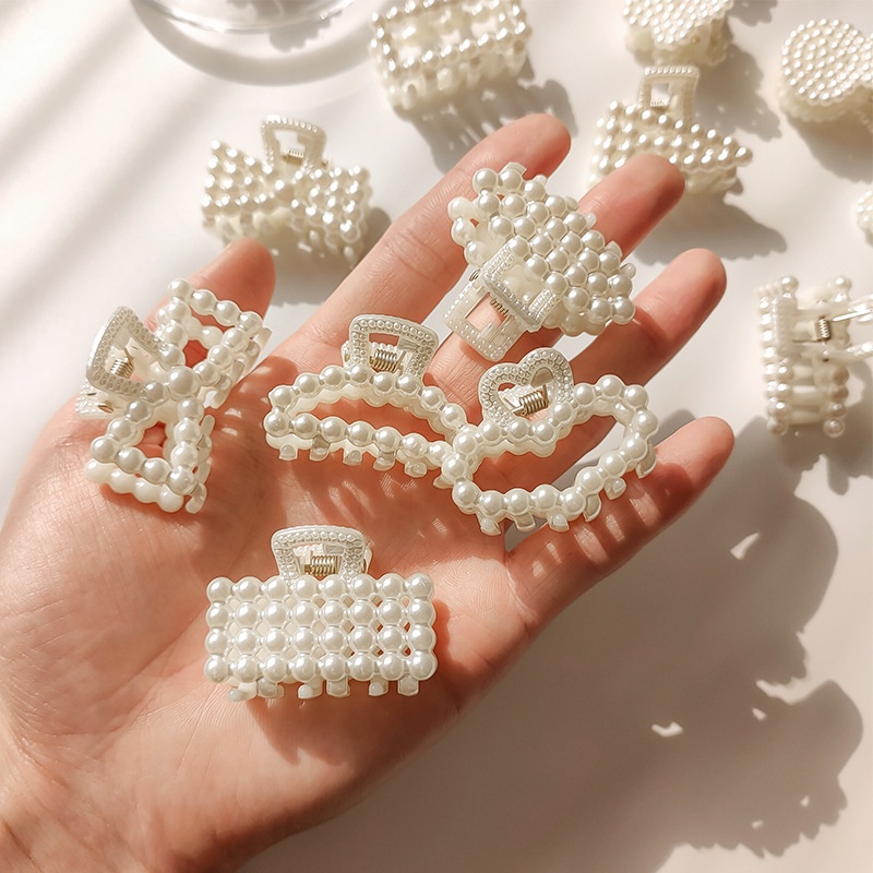 Kẹp tóc hình trái tim đính ngọc trai giả toàn bộ ngọt ngào cho nữ