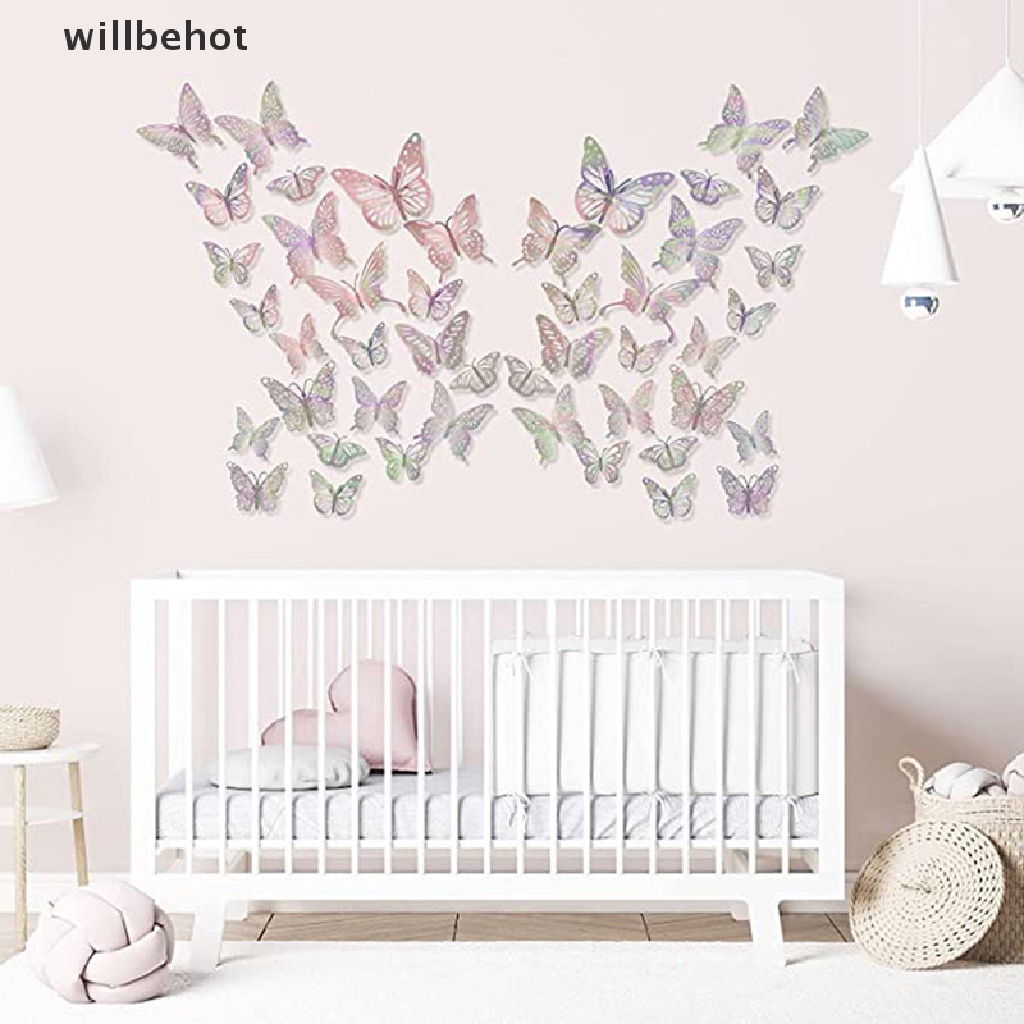 Bộ 12 Sticker Hình Bươm Bướm Khoét Rỗng Dùng Trang Trí Tiệc Cưới