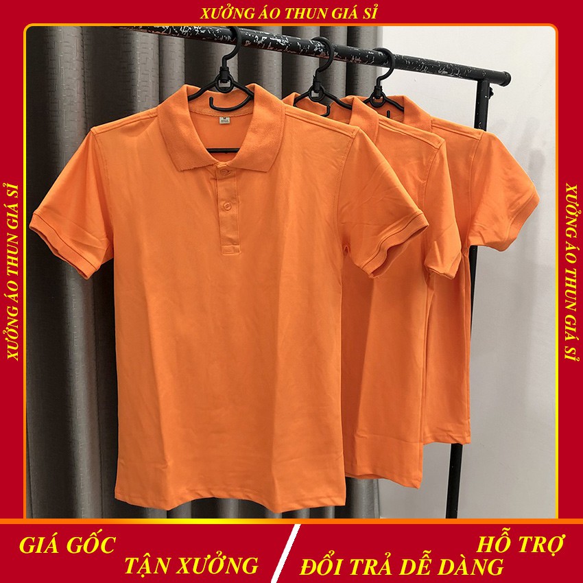 Áo thun nam polo - Áo cá sấu poly cổ trụ 4 chiều màu Cam