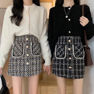 Chân váy dạ tweed ngắn