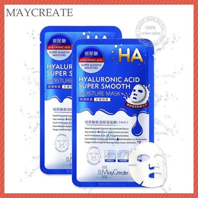 Mặt Nạ Dưỡng Ẩm Trắng Da -mặt nạ thải độc giảm thâm giảm mụn HA Hyaluronic Acid Maycreate LYSHOP A26