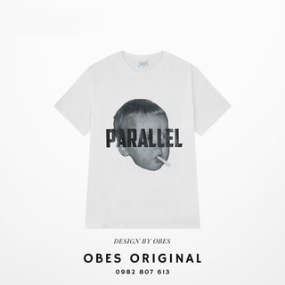 [OBES] Áo phông trắng nam in chữ PARALLEL