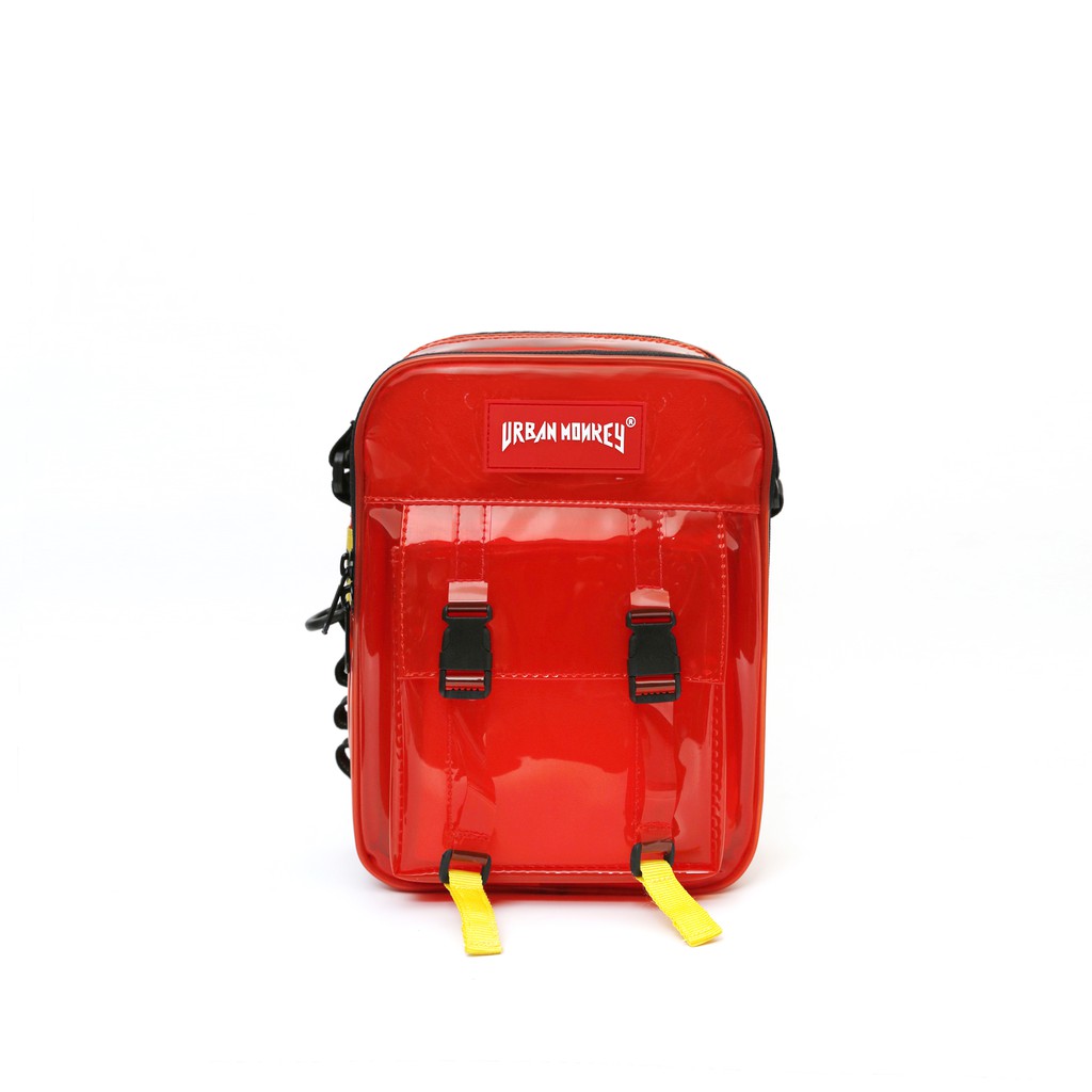 Túi Đeo Chéo URBAN MONKEY PVC Trong Suốt Chống Nước Màu Đỏ