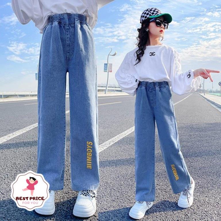 Quần jean ống rộng cho bé gái 3 - 12 tuổi☑️ Quần áo bé 10 tuổi hà nội☑️ Thời trang bé gái mập 35kg, 40kg, 45kg