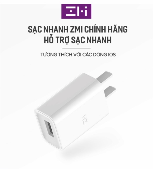 Củ Sạc iPhone, iPad XIAOMI ZMI AP611 10W - chuẩn An Toàn 3C Quốc Tế