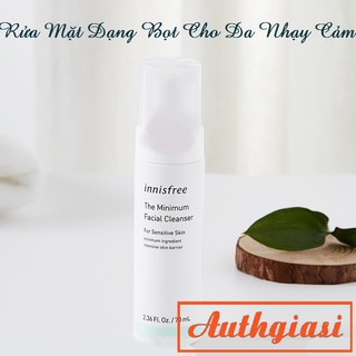 Sữa rửa mặt Innisfree The Minimum Facial Cleanser For Sensitive Skin SRM cho da nhạy cảm dạng bọt 70ml