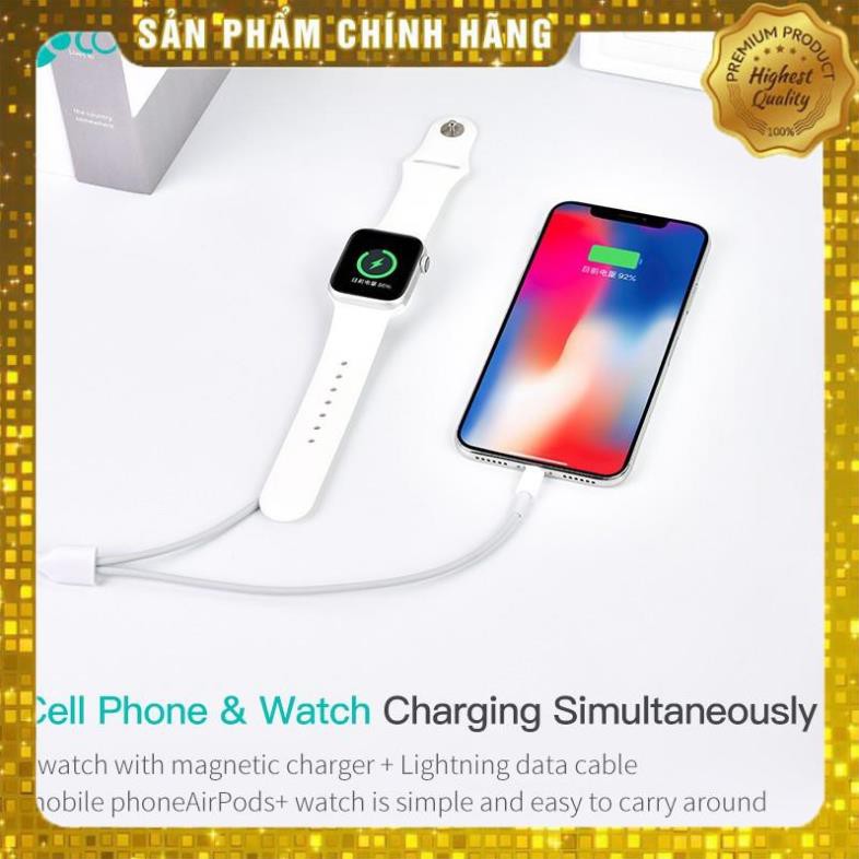Đế sạc kiêm dây sạc Lightning mini 2 in 1 cho Apple Watch / iPhone / iPad / tai nghe AirPods / Airpods Pro hiệu Coteetci