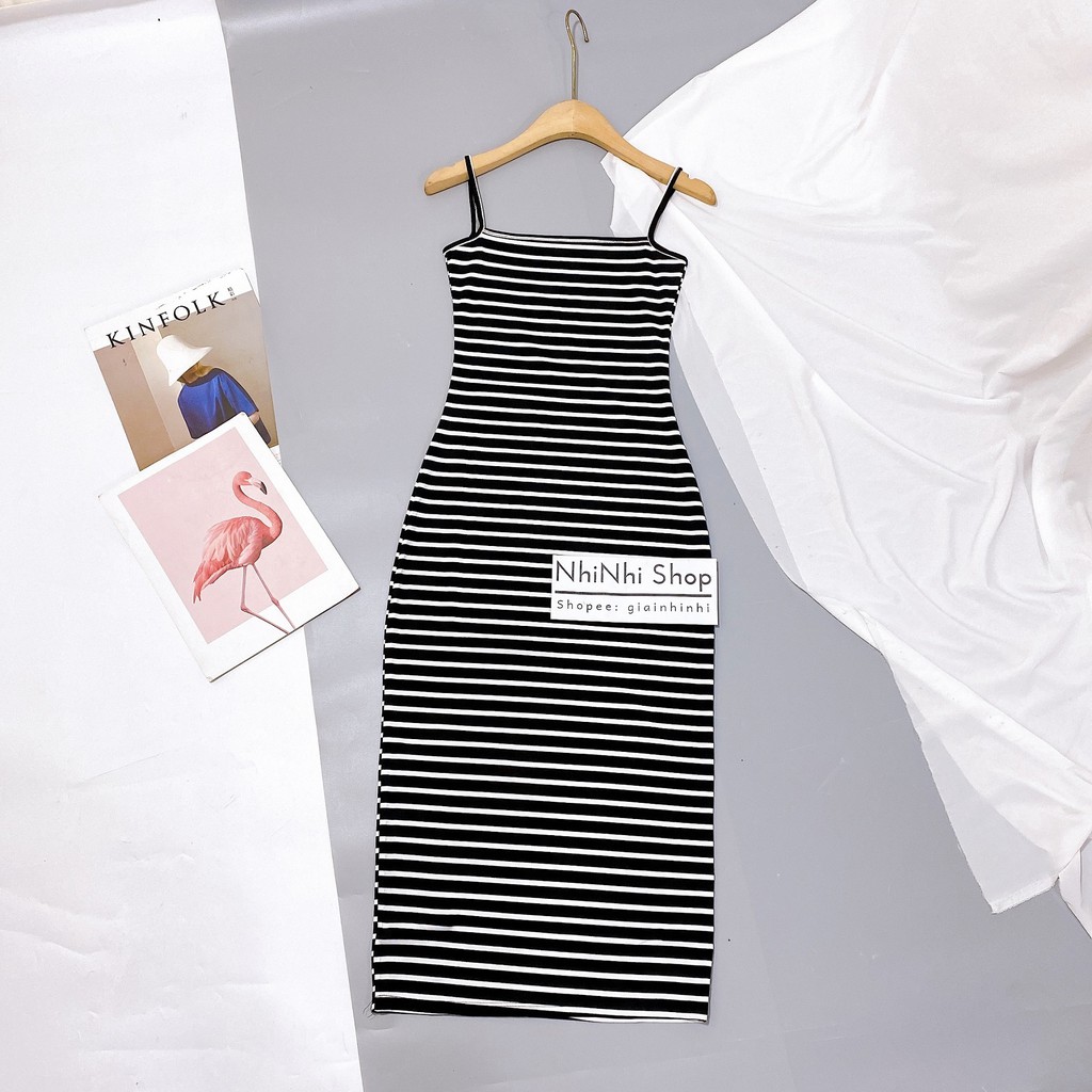 Váy body 2 dây kẻ siêu đẹp, Đầm dáng ôm hai dây nhỏ kẻ ngang VS1528 - NhiNhi Shop | BigBuy360 - bigbuy360.vn