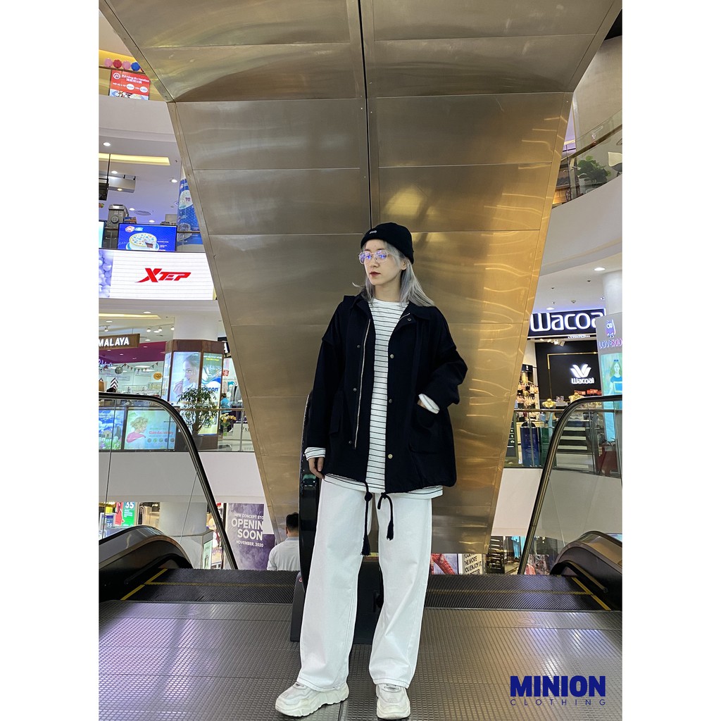 Quần jeans ống suông rộng MINION CLOTHING lưng cạp cao bò Unisex nam nữ Ulzzang chất jean mềm mại thoải mái Q20115