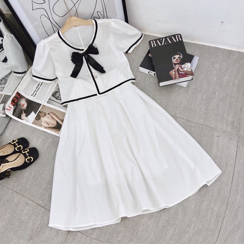 [ 𝐅𝐑𝐄𝐄 𝐒𝐇𝐈𝐏 ] SÉT VÁY UZZLANG TIỂU THƯ CÚC NƠ NGỌC CAO CẤP CHẤT CHÉO THÁI HÀNG L1