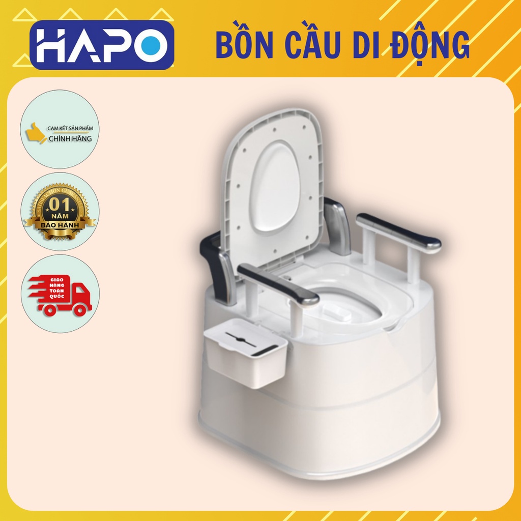 ☸Bồn cầu di động tiện lợi cho người già, Toilet thông minh có đệm ốm tựa lưng chắc chắn, khay để điện thoại