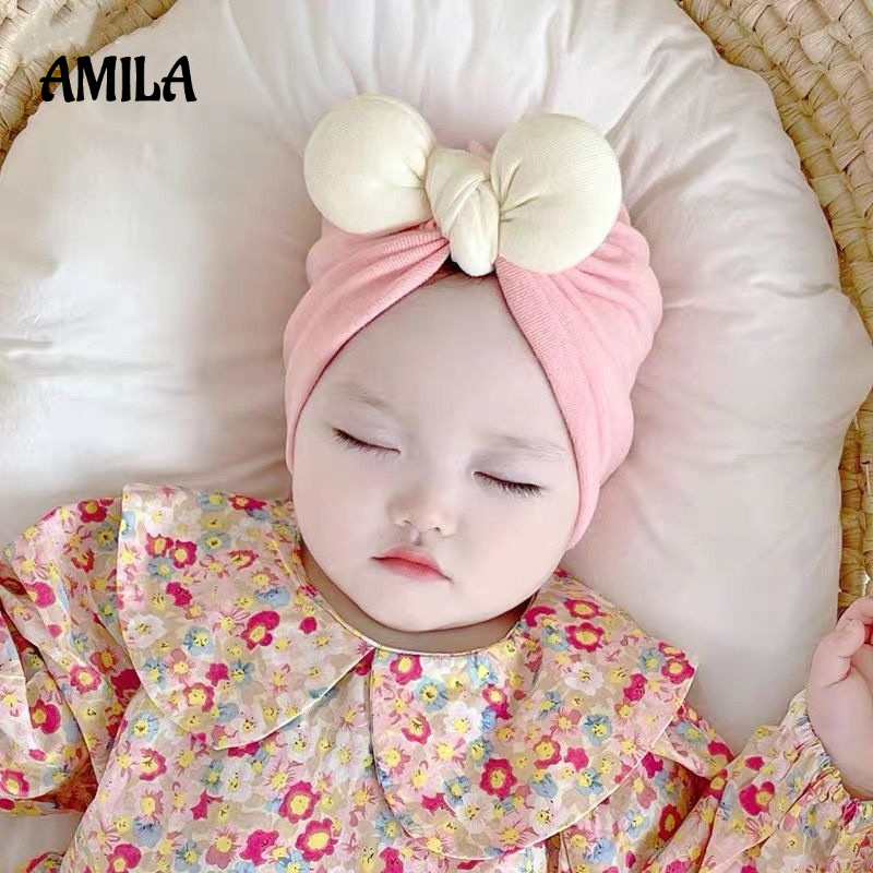Mũ trùm đầu AMILA vải cotton siêu dễ thương bảo vệ cho bé trai/ bé gái