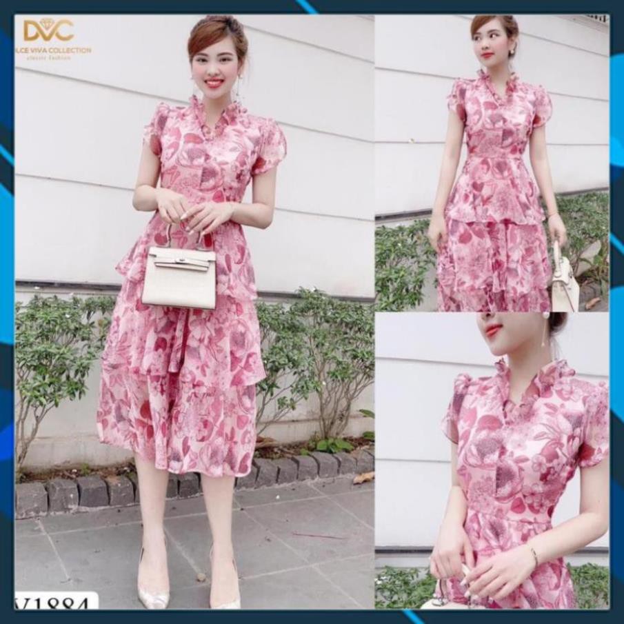 Váy Xòe Nữ, Đầm Hoa Tầng Cổ Viền Bèo Chất Voan Tơ 2 Lớp Siêu Phẩm Cho Bạn Nữ. . | BigBuy360 - bigbuy360.vn