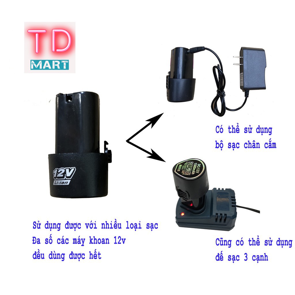 Pin Máy Khoan Cầm Tay 12 V Li-Ion 1500mAh, pin máy khoan, pin 12v