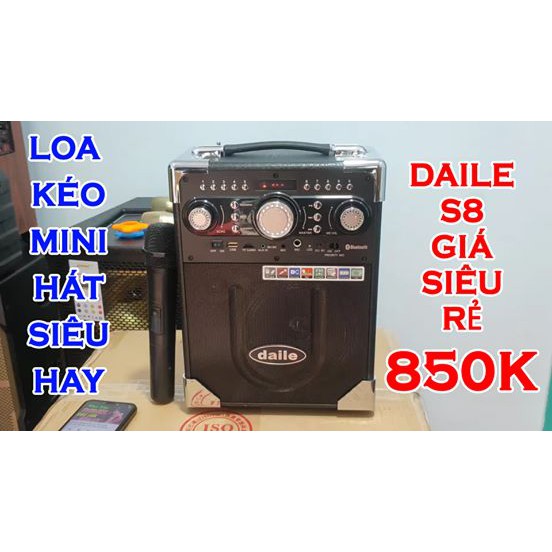 Loa Karaoke Mini Daile S8 - Loa Kéo Karaoke Bluetooth - tặng kèm 2 micro  [ Có Video Xem Trước ]