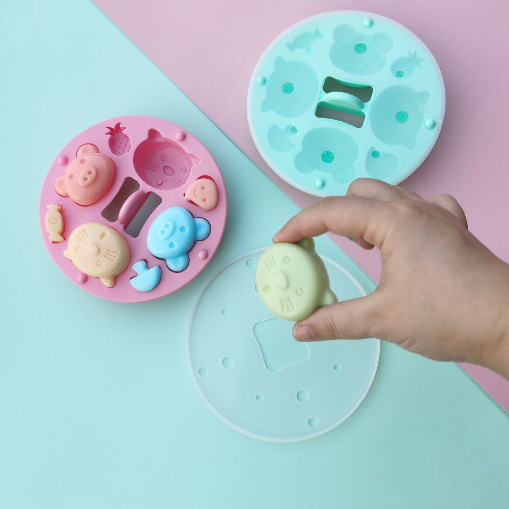 Khuôn bánh silicon hình con vật có nắp, khuôn hấp bánh nướng bánh làm pudding cho bé ăn dặm