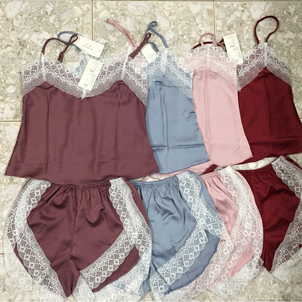 Bộ đồ ngủ lụa satin mềm cao cấp AMUSE V18 Bigsize 40-65kG🔥SIÊU SALE🔥 đồ ngủ pijama váy ngủ lụa sexy ren trắng rẻ đẹp | BigBuy360 - bigbuy360.vn