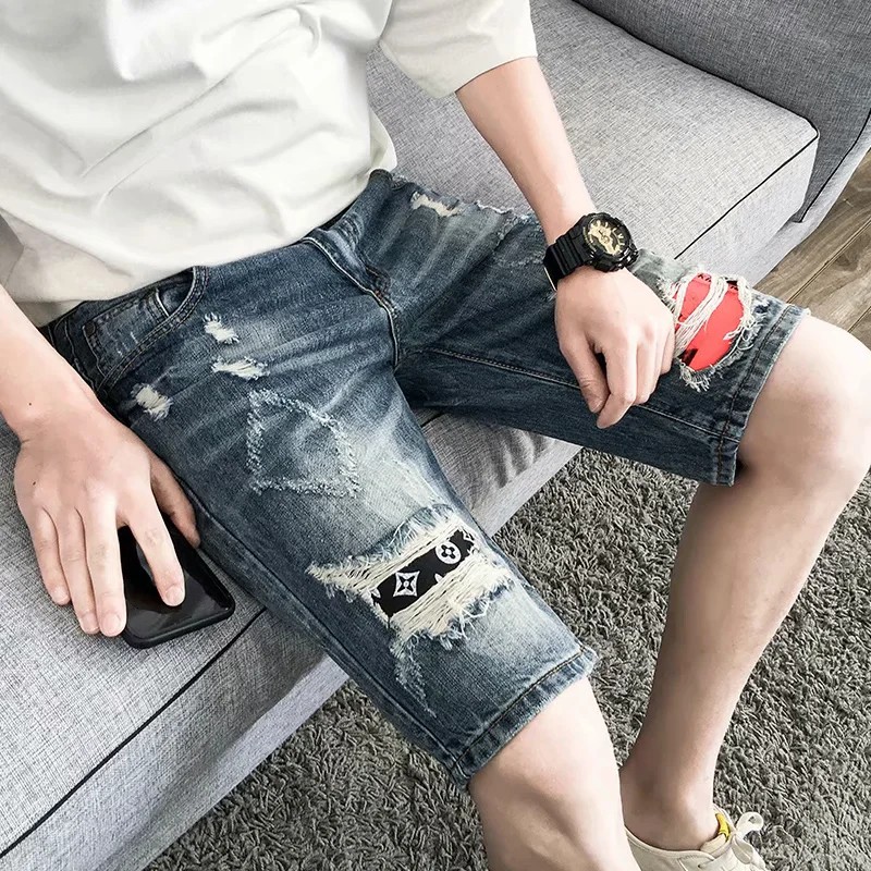 Quần Short Jeans Rách Cá Tính Trẻ Trung Cho Nam