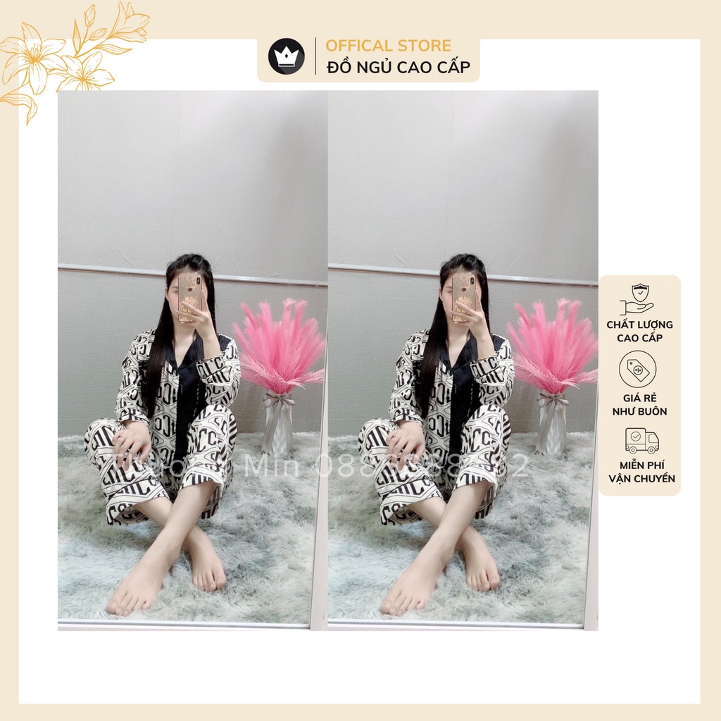 Bộ lụa Satin Dài tay họa tiết cao cấp,thiết kế lịch sự,sang chảnh | BigBuy360 - bigbuy360.vn