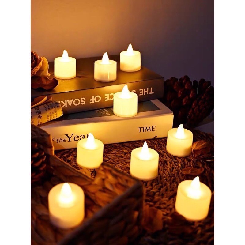 Bộ 5 Cây Đèn Led Nến Điện Tử Mini Kèm Sẵn Pin Trang Trí Cưới Hỏi Lễ Tiệc Thờ Cúng Candle Tealight