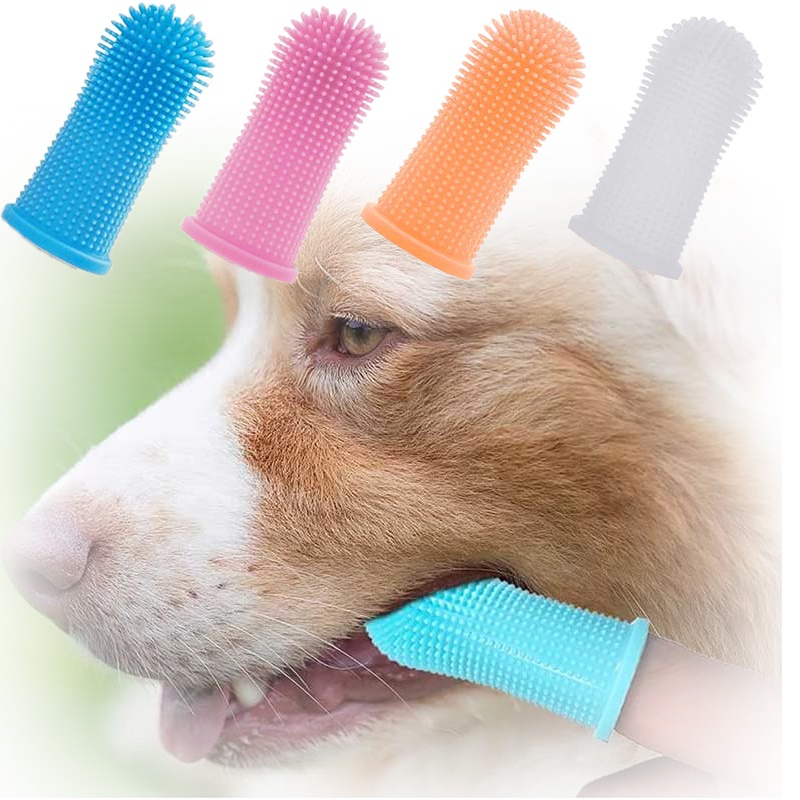 Bàn Chải Đánh Răng Silicone Đàn Hồi 360 Độ Chăm Sóc Răng Miệng Cho Chó Mèo