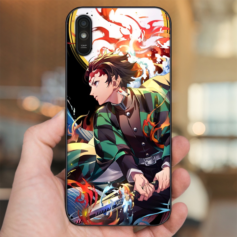 Ốp lưng Xiaomi Redmi 9A viền đen in hình Tanjiro Kimetsu No Yaiba