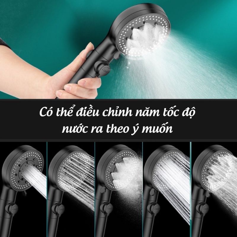 Vòi hoa sen tăng áp cao cấp , bát sen tắm cao cấp không gỉ 5 chế độ nước.
