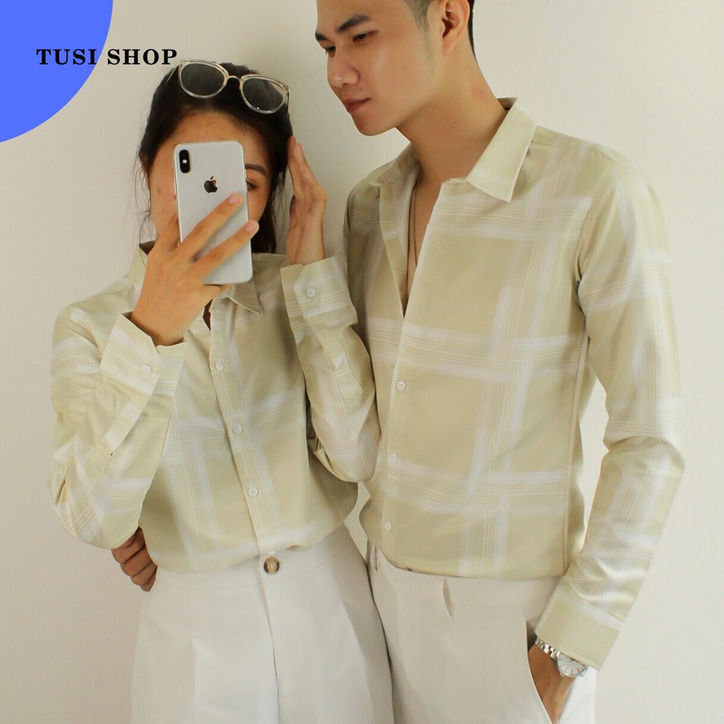 [SIÊU GIẢM GIÁ] Áo sơ mi 3D nam nữ cặp đôi chất liệu kate lụa HOẠ TIẾT CARO | BigBuy360 - bigbuy360.vn