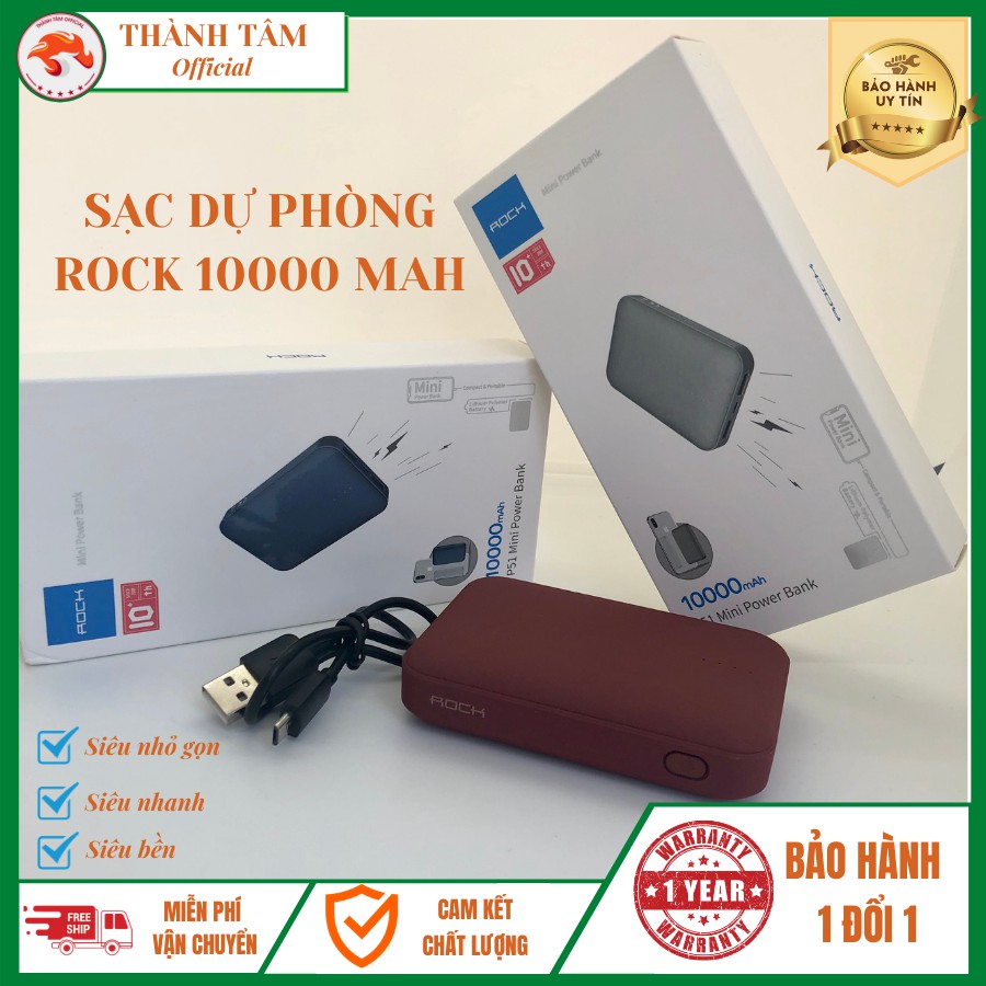 Sạc Pin Dự Phòng Rock 10.000mah Chính Hãng, Siêu Nhỏ Siêu Xinh - Sạc Nhanh - Siêu Bền | BigBuy360 - bigbuy360.vn