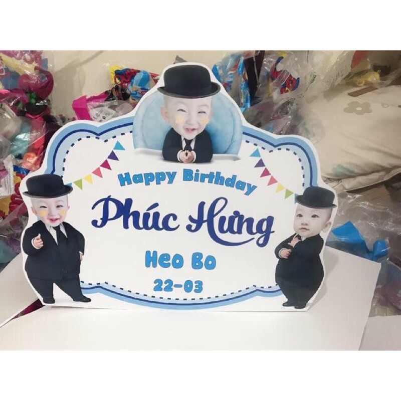 Banner Treo Tường, Chibi Kèm Bảng Tên Sinh Nhật Cỡ 30x40cm