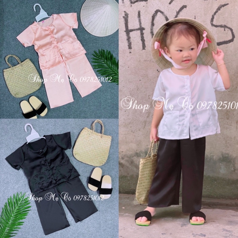Bộ Bà Ba Đồng Dao Cho Bé Trai Bé Gái Chất Lụa Mềm Mại
