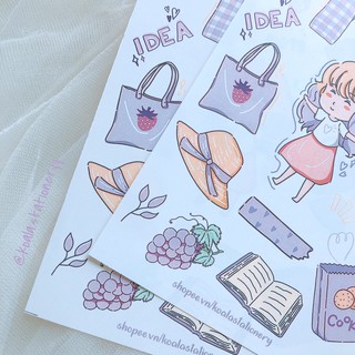 Bullet journal sticker - purple girl