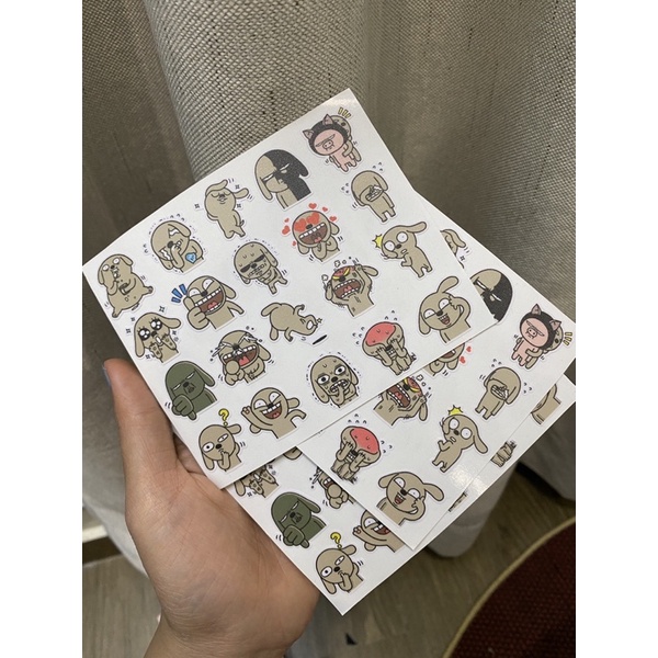 Sticker Mẫu Chó Nâu Ngộ Nghĩnh Mã 001 - Tấm 20 Sticker loại nhỏ 20mm