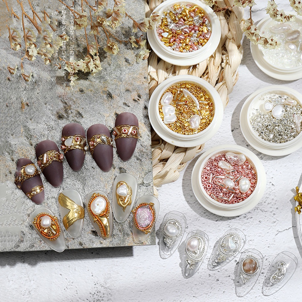 [Hàng mới về] Ngọc trai giả đính móng trang trí nghệ thuật ba chiều thời trang sang trọng diy