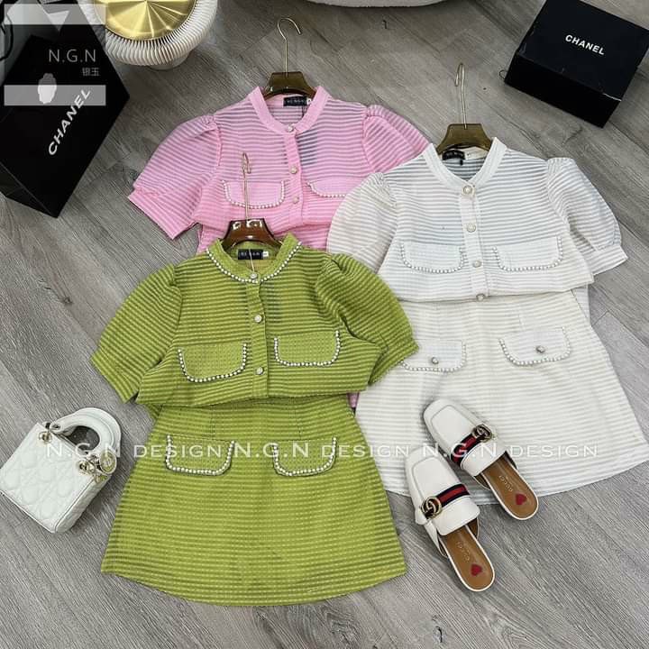Set áo xốp ngọc mix chân váy sng sịn _ Hàng đẹp loại 1