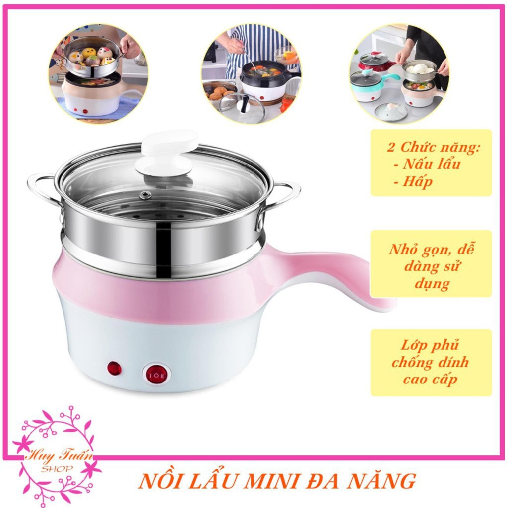 [Giá siêu SỐC] [Siêu sale giá RẺ] [GIẢM GIÁ SIÊU SỐC] Nồi Lẩu Điện Đa Năng 2 Tầng Mini 2 in1 Chống Dính