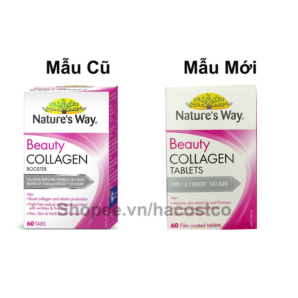 🌺  Mypham23  🌺  Viên uống Nature’s Way Beauty Collagen Booster 60 viên của Úc mẫu mới - Hỗ trợ đẹp da MLN23  🌺