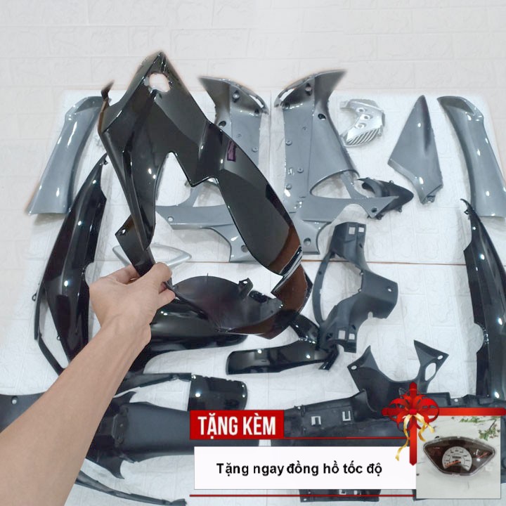 Dàn áo xe Future Neo màu ĐEN PHANH CƠ , nhựa ABS nguyên sinh - Tặng đồng hồ cơ gắn xe máy
