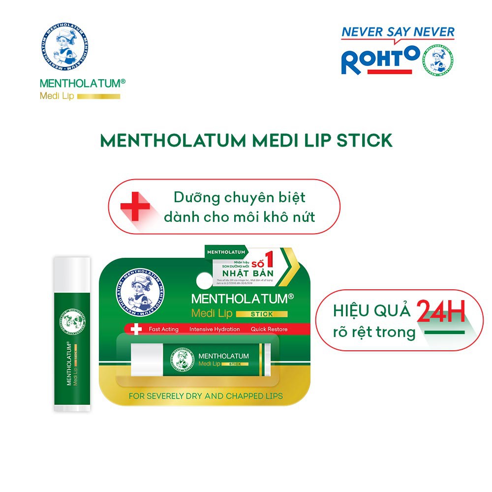 Son dưỡng môi chuyên biệt dành cho môi khô, nứt nẻ Mentholatum Medi Lip Stick (4.3g)