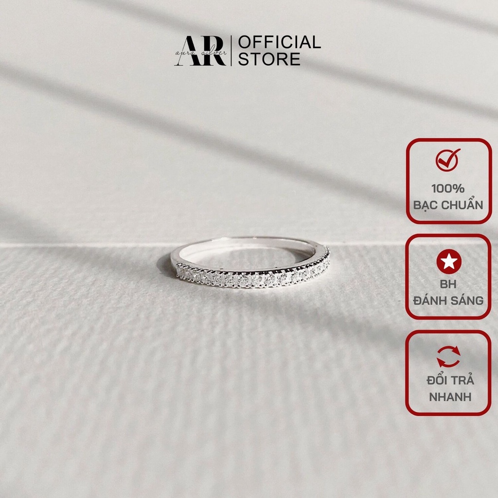 Nhẫn bạc nữ đính đá một hàng nhẫn nữ bạc 925 đơn giản– AURASILVER-N01-N08