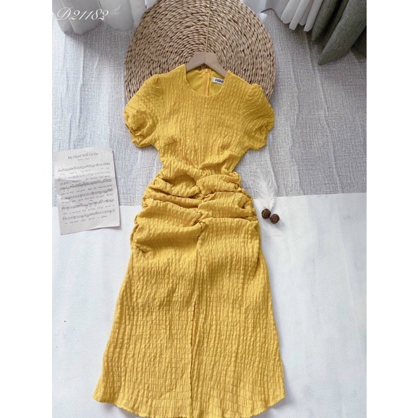 ĐẦM XỐP CHÍT EO DÁNG DÀI XẺ TÀ