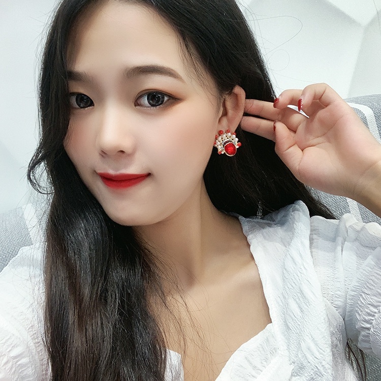Khuyên Tai Tua Rua Màu Sắc Đỏ Phong Cách Trung Hoa Cổ Điển