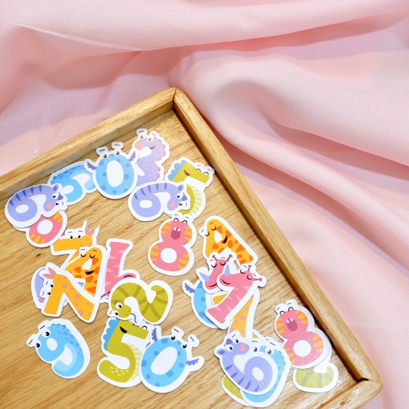 SỐ THỨ TỰ Sticker die-cut  - Sticker cắt rời - Nguyên vật liệu làm Scrapbook Handmade