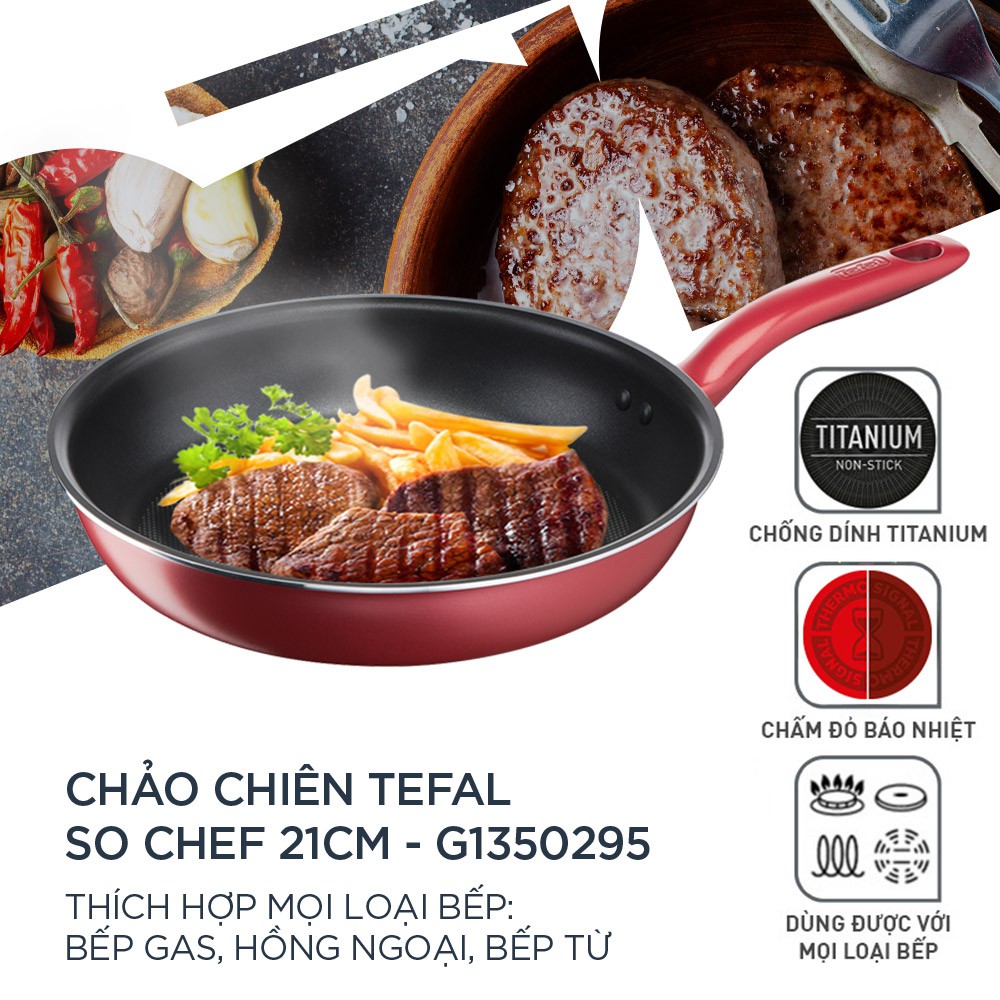 Chảo chiên đáy từ chống dính cao cấp 21cm - Tefal So Chef - Thương hiệu Pháp