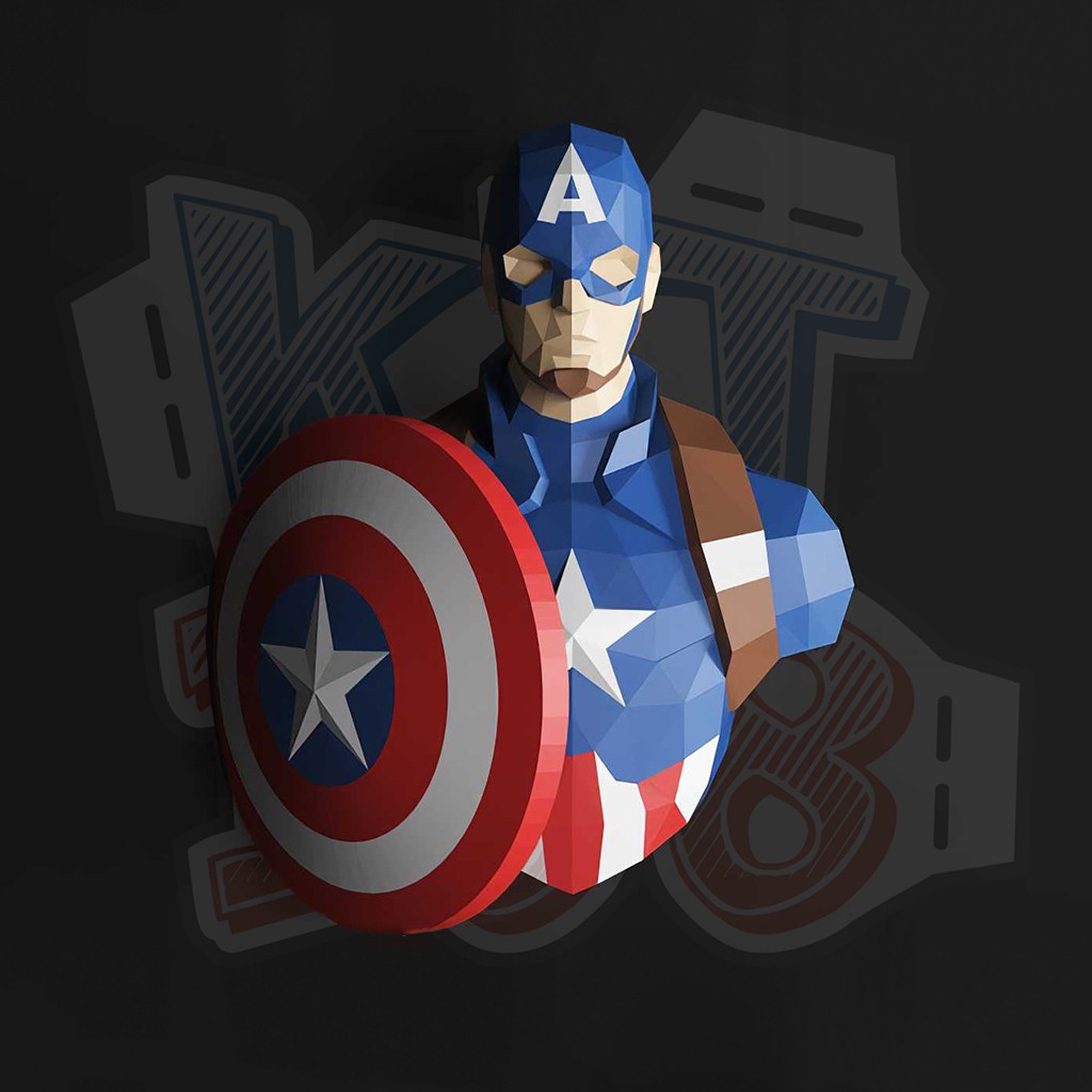 Mô hình giấy Anime Game Captain America treo tường ver 2 – Marvel